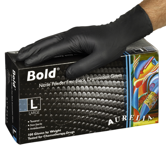50x Nitril Einweghandschuhe Black M - Extra Stark, Latexfrei Mit Grip Von MERCATOR