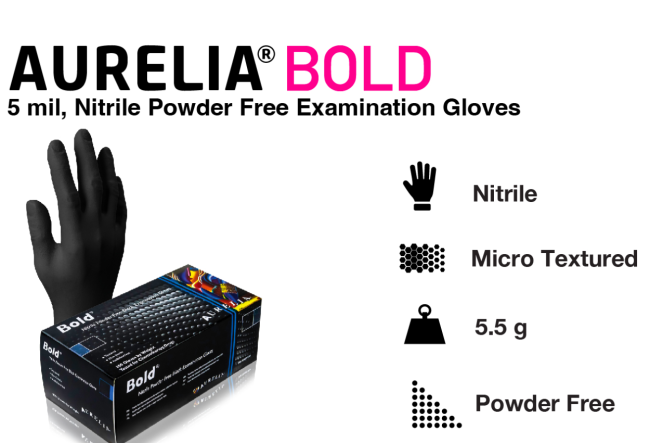 Preview: Aurelia Bold Nitril Einweghandschuhe schwarz – Extra Stark (100 Stück)