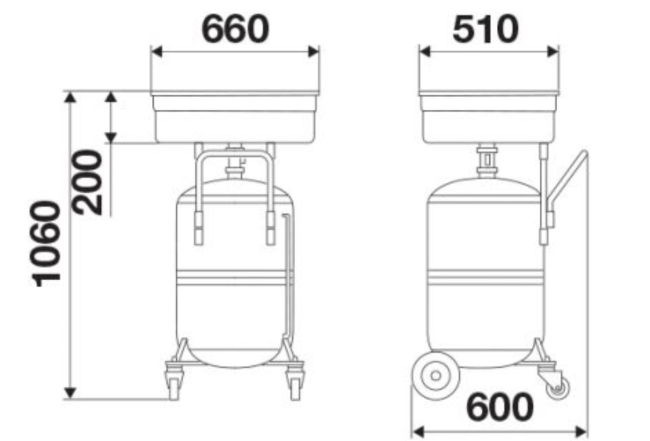 Preview: Kleinteilereiniger Universalwaschgerät 65 Ltr. fahrbar