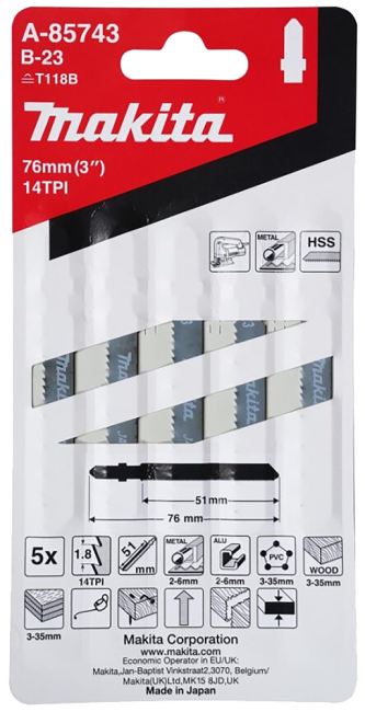 Preview: Stichsägeblätter Metall + Holz Typ B-23 (5 Stück)