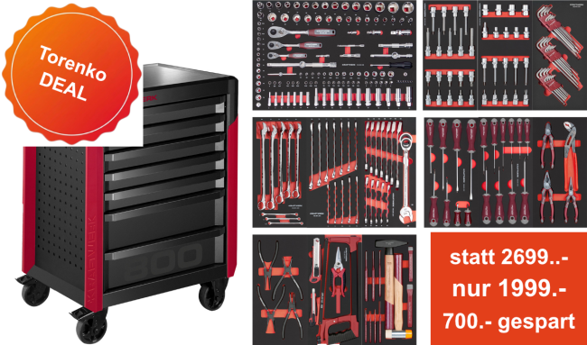Kraftwerk Werkstattwagen PT800 PRO Line (7 Schubladen) – 283-teiliges Premium-Set