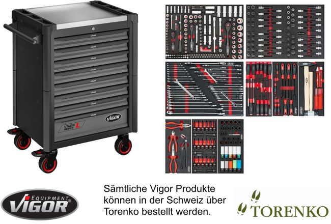 Werkstattwagen bestückt 376-tlg. Vigor Equipment V1901-X/376