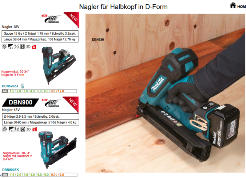 Übersicht Makita Tacker und Nagler