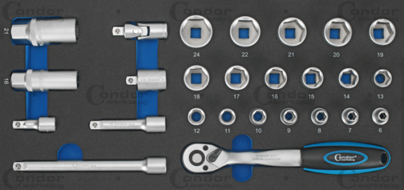 Condor Schaumeinlage Steckschlüssel 26-tlg., 3/8"