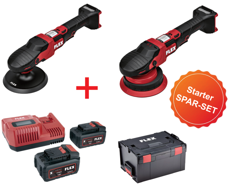 Flex Profi-Akku-Polierset | PE 150 & XFE 15 | 18V Komplett-Paket