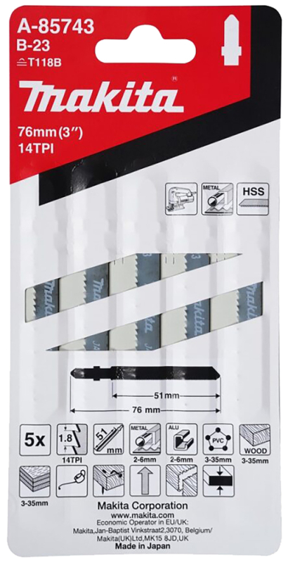 Stichsägeblätter Metall + Holz Typ B-23 (5 Stück)