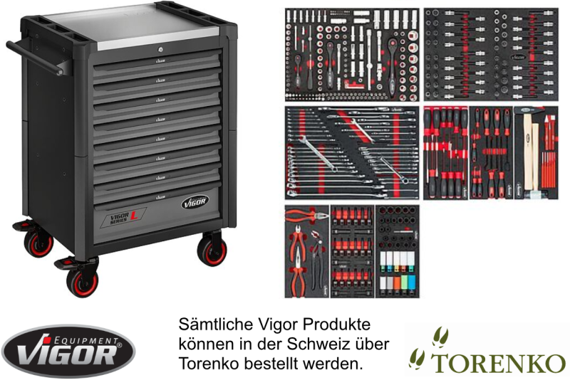 Werkstattwagen bestückt 376-tlg. Vigor Equipment V1901-X/376